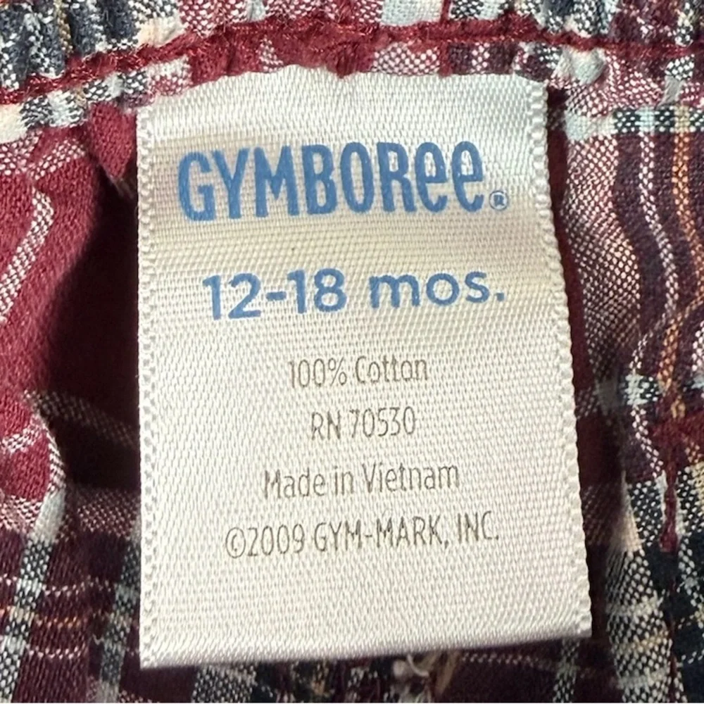 GYMBOREE Baby Boys' Tartan Plaid Cargo‎ Elastic Waistband Pants Holiday 12-18M
